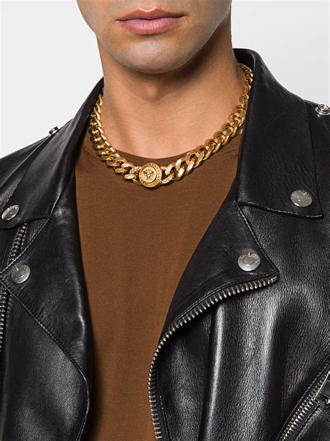 versace gold tone triple chain medusa necklace|Versace small medusa head necklace.